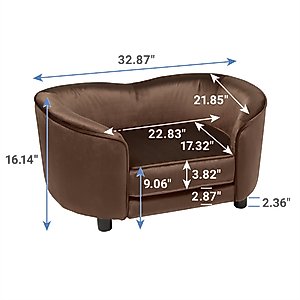 Frisco Loveseat Pet Bed with Removable Cover, Brown, Medium