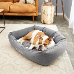 Frisco Rectangular Personalized Bolster Dog Bed w/Removable Cover, Dark Gray, X-Large