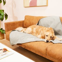 Frisco Faux Linen Personalized Dog & Cat Blanket, Beige, Large