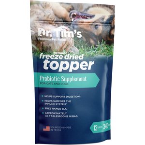 Dr. Tim's Elk Probiotic Freeze-Dried Topper Dog & Cat Supplement, 12-oz bag