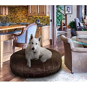 Bessie + Barnie Signature Short Shag Luxury Extra Plush Faux Fur Bagel Dog & Cat Bed, Brown, Small