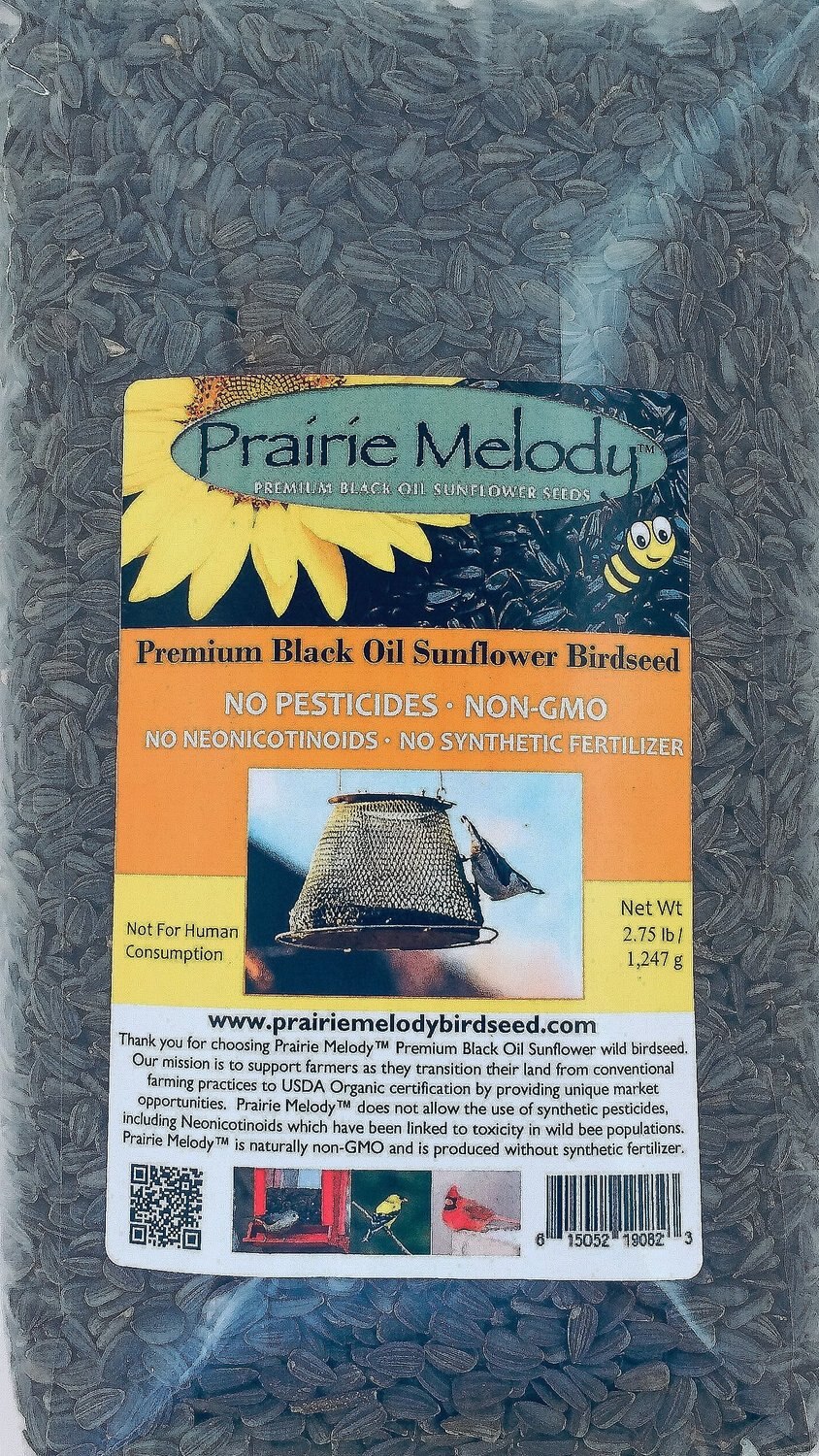 Prairie Melody Birdseed Classic Tube Feeder, Pour Spout Container & Premium Pesticide Free Black Oil Sunflower Bird Food