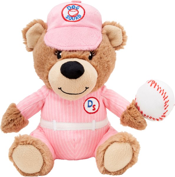 Frisco Baseball Pink Bear Plush Squeaky Dog Toy slide 1 of 5