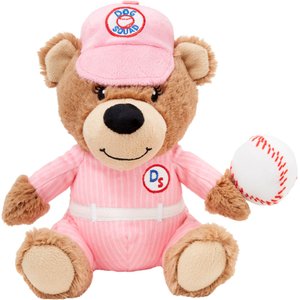 Frisco Baseball Pink Bear Plush Squeaky Dog Toy