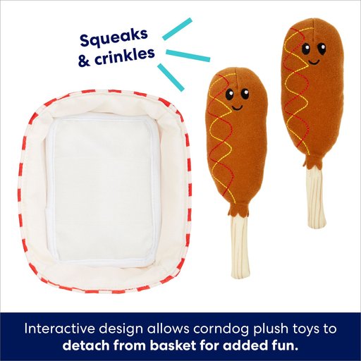 Frisco Corndog Interactive Plush Squeaky Dog Toy, Small/Medium