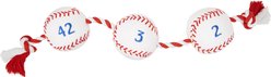 Frisco Baseball Plush with Rope Squeaky Dog Toy