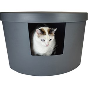 Kitangle Corner Kitty Cat Litter Box, Large, Grey