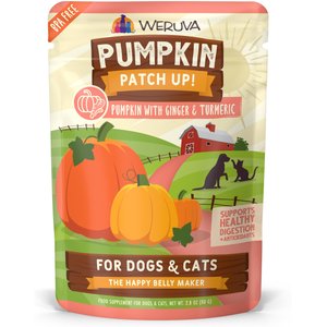 Weruva Pumpkin Patch Up! Pumpkin with Ginger & Turmeric Dog & Cat Wet Food Supplement, 2.8-oz pouch, case of 12