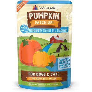 Weruva Pumpkin Patch Up! Pumpkin with Coconut Oil & Flaxseeds Dog & Cat Wet Food Supplement, 1.05-oz pouch, case of 12