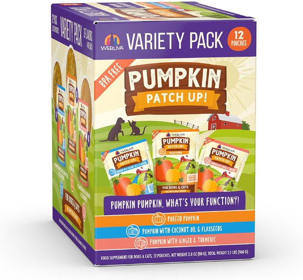 Weruva Pumpkin Patch Up! Pumpkin Pumpkin, What's Your Function? Variety Pack Dog & Cat Wet Food Supplement, 2.8-oz pouch, case of 12 slide 1 of 6