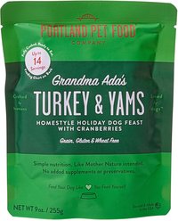 Portland Pet Food Company Grandma Ada's Turkey & Yams Homestyle Wet Dog Food Topper, 9-oz pouch, case of 4