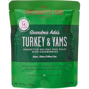 Portland Pet Food Company Grandma Ada's Turkey & Yams Homestyle Wet Dog Food Topper, 9-oz pouch, case of 4