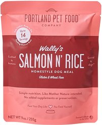Portland Pet Food Company Wally's Salmon N' Rice Homestyle Wet Dog Food Topper, 9-oz pouch, case of 4