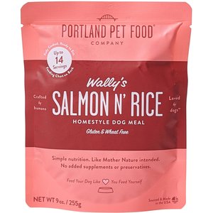 Portland Pet Food Company Wally's Salmon N' Rice Homestyle Wet Dog Food Topper, 9-oz pouch, case of 4