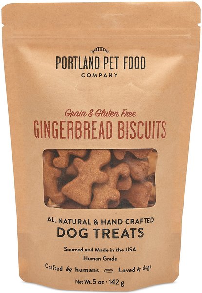 Portland Pet Food Company Gingerbread Biscuits Grain-Free & Gluten-Free Dog Treats, 5-oz bag slide 1 of 5