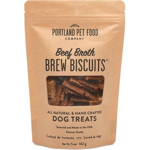 Portland Pet Food Company Beef Broth Brew Biscuits Dog Treats, 5-oz bag