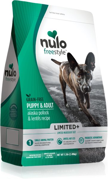 Nulo Freestyle Limited+ Alaska Pollock & Lentils Recipe Puppy & Adult Grain-Free Dry Dog Food, 5.5-lb bag slide 1 of 9