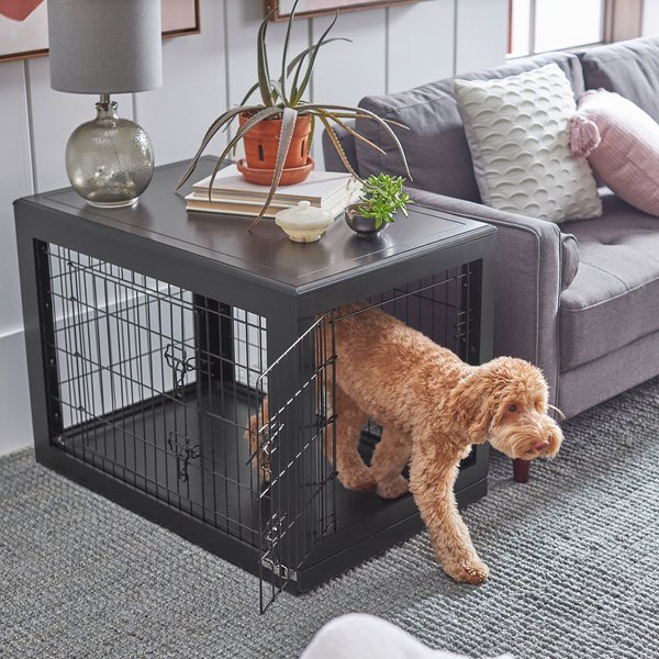 Frisco Double Door Furniture Style Dog Crate, Black, Intermediate, 36-in L x 23-in W x 25-in H slide 1 of 6