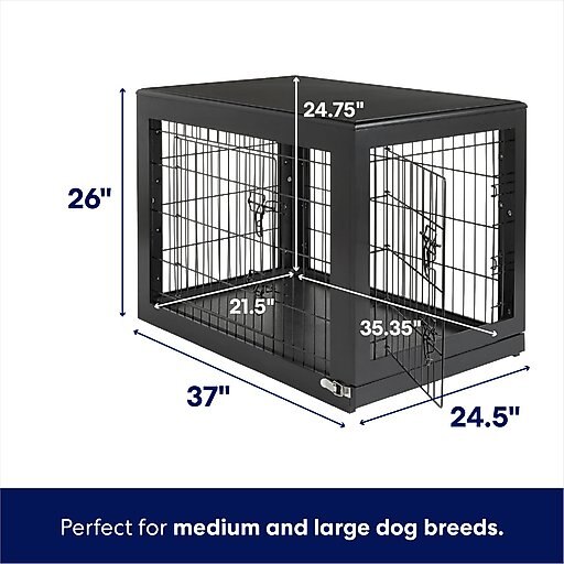 Frisco Double Door Furniture Style Dog Crate, Black, Med/Large