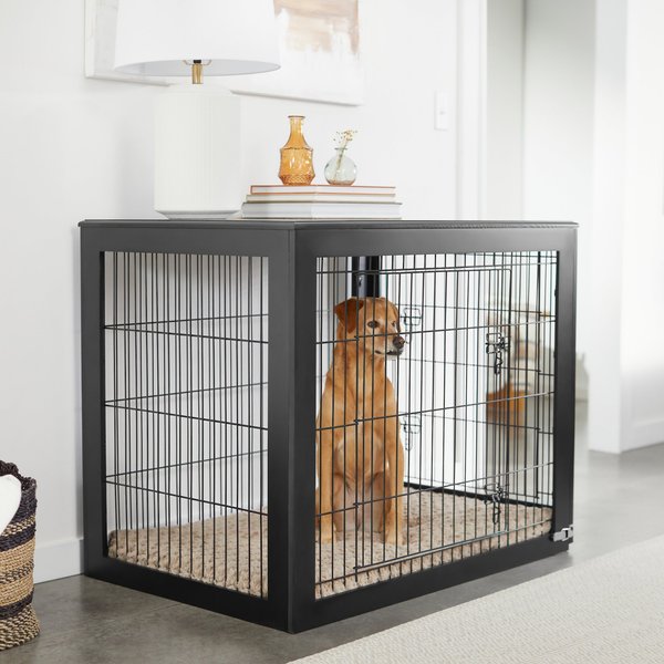 Frisco Double Door Furniture Style Dog Crate, Black, 42-in slide 1 of 6