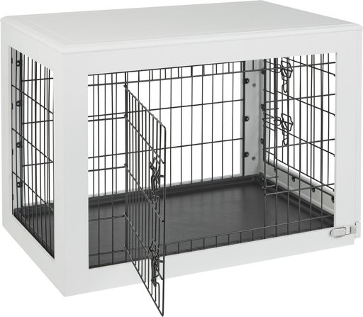 Frisco Double Door Furniture Style Dog Crate, White, Medium