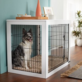 Frisco Double Door Furniture Style Dog Crate, White, Large slide 1 of 7