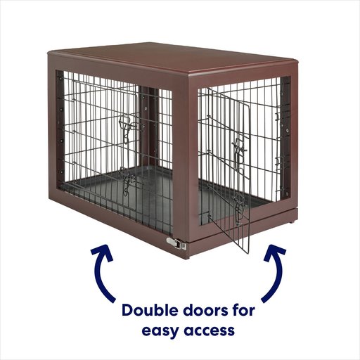Frisco Double Door Furniture Style Dog Crate, Brown, Medium