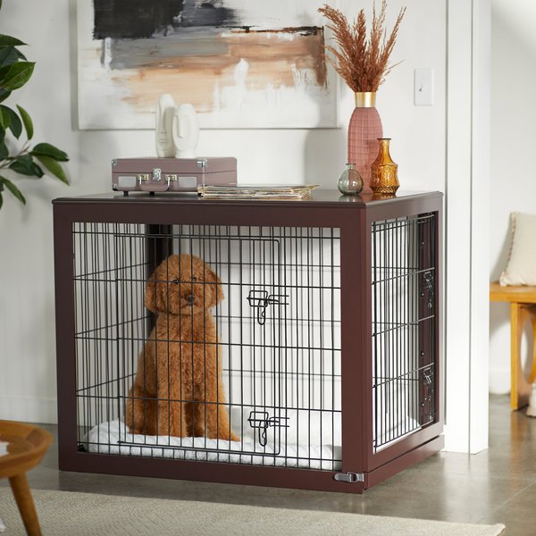 Frisco Double Door Furniture Style Dog Crate, Brown, 42-in slide 1 of 6