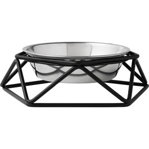 Frisco Stainless Steel Bowl with Elevated Stand, Black, 3 Cups