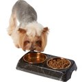 Frisco Copper Stainless Steel Double Dog & Cat Bowls with Black Marble Stand, 0.5 Cup
