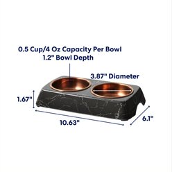 Frisco Copper Stainless Steel Double Dog & Cat Bowls with Black Marble Stand, X-Small: 0.5 cup slide 2 of 8