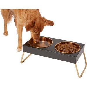 Frisco Copper Stainless Steel Elevated Foldable Double Dog & Cat Bowls, 5.75 Cup