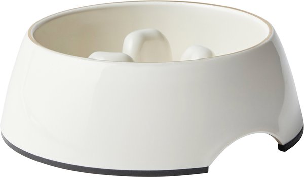 Frisco Melamine Slow Feed Dog & Cat Bowl with Gold Trim, Cream, 0.5 Cup slide 1 of 9