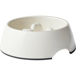 Frisco Melamine Slow Feed Dog & Cat Bowl with Gold Trim, Cream, Small: 1.5 cup