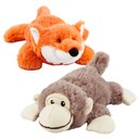 Frisco Plush Squeaking Monkey Dog Toy, Medium & Plush Squeaking Fox Dog Toy, Medium
