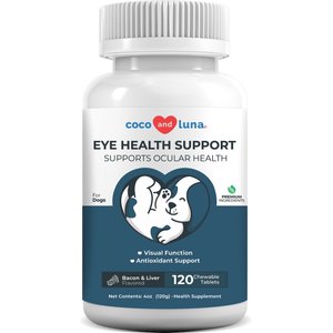 Coco and Luna Eye Health Support Bacon & Liver Flavor Chewable Tablets Dog Supplement, 120 count