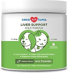 Coco and Luna Liver Support Organic Milk Thistle Salmon Flavor Powder Dog & Cat Supplement, 4-oz jar