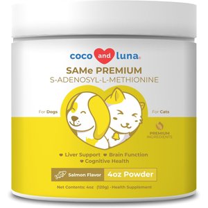 Vita Pet Life Coco & Luna SAMe Premium Salmon Flavor Powder Dog & Cat Supplement, 4-oz jar