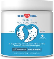 Coco and Luna Multivitamin 10-In-1 Salmon Flavor Powder Dog & Cat Supplement, 4-oz jar
