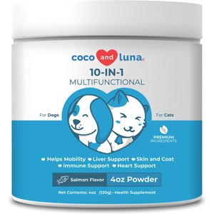 Coco & Luna Multivitamin 10-In-1 Salmon Flavor Powder Dog & Cat Supplement, 4-oz jar
