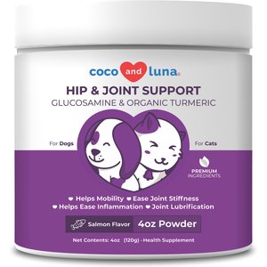 Coco & Luna Hip & Joint Support Salmon Flavor Powder Dog & Cat Supplement, 4-oz jar