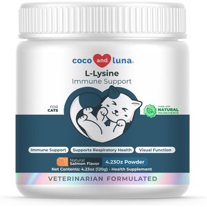 Vita Pet Life Coco & Luna L-Lysine Immune Support Salmon Flavor Powder Cat Supplement, 4-oz jar