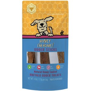 Honey I'm Home! Udder Sticks Natural Honey Coated Buffalo Grain-Free Dog Treats, 4.0-oz bag