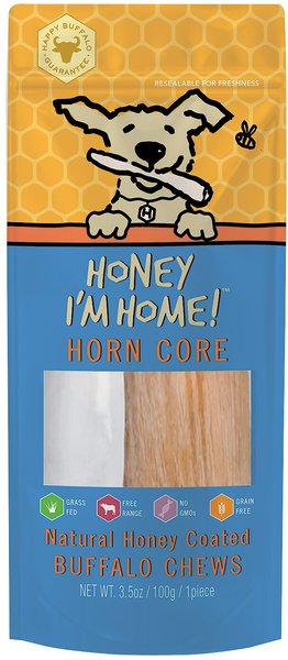 Honey I'm Home! Horn Core Natural Honey Coated Buffalo Chews Grain-Free Dog Treats, 1 count slide 1 of 4