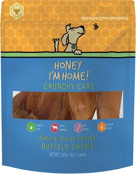 Honey I'm Home! Crunchy Ears Natural Honey Coated Buffalo Chews Dog Treats, 4 count slide 1 of 4