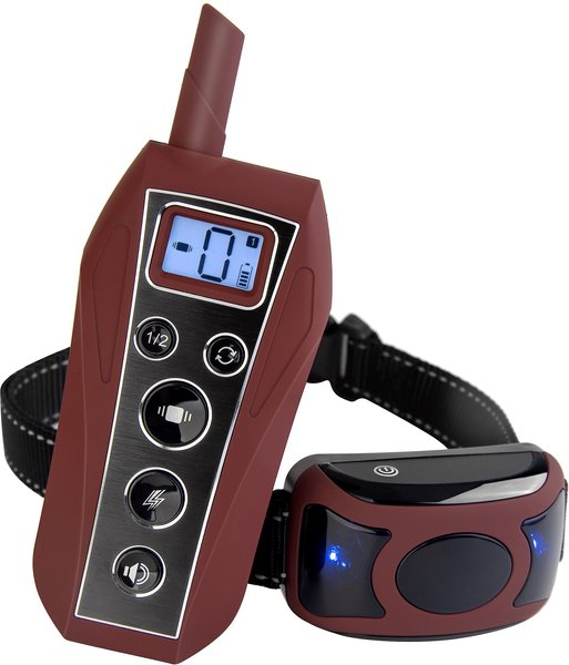 HOTSPOT PETS Ultimate Waterproof & Rechargeable 2000-ft Range Dog Training Collar, Burgundy/Black slide 1 of 5