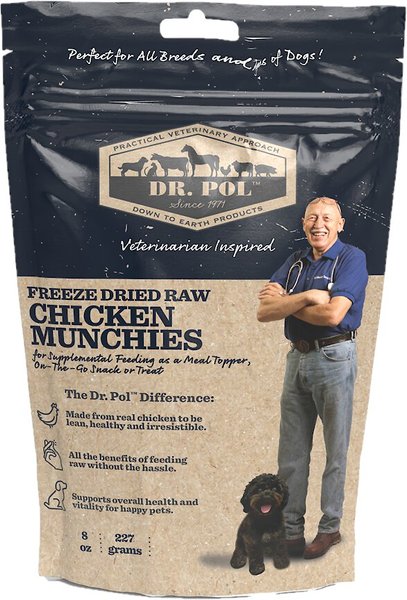 Dr. Pol Chicken Munchies Grain-Free Freeze-Dried Raw Dog Treats, 8-oz. bag slide 1 of 9