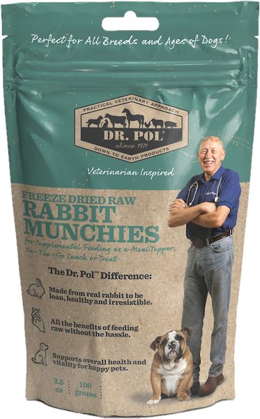 Dr. Pol Rabbit Munchies Grain-Free Freeze-Dried Raw Dog Treats, 3.5-oz. bag slide 1 of 9