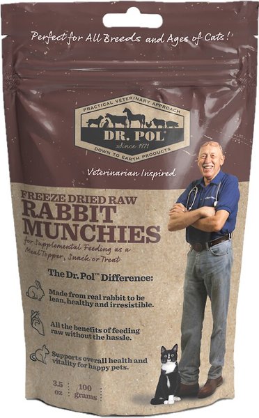 Dr. Pol Rabbit Munchies Grain-Free Freeze-Dried Raw Cat Treats, 3.5-oz bag slide 1 of 7