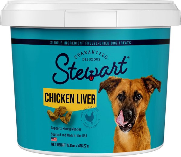 Stewart Chicken Liver Freeze-Dried Dog Treats, 16.8-oz tub slide 1 of 8